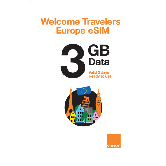 Travelers Weekend eSIM Europe 3GB (Data only) Valid For 3 Days (Coming Soon)